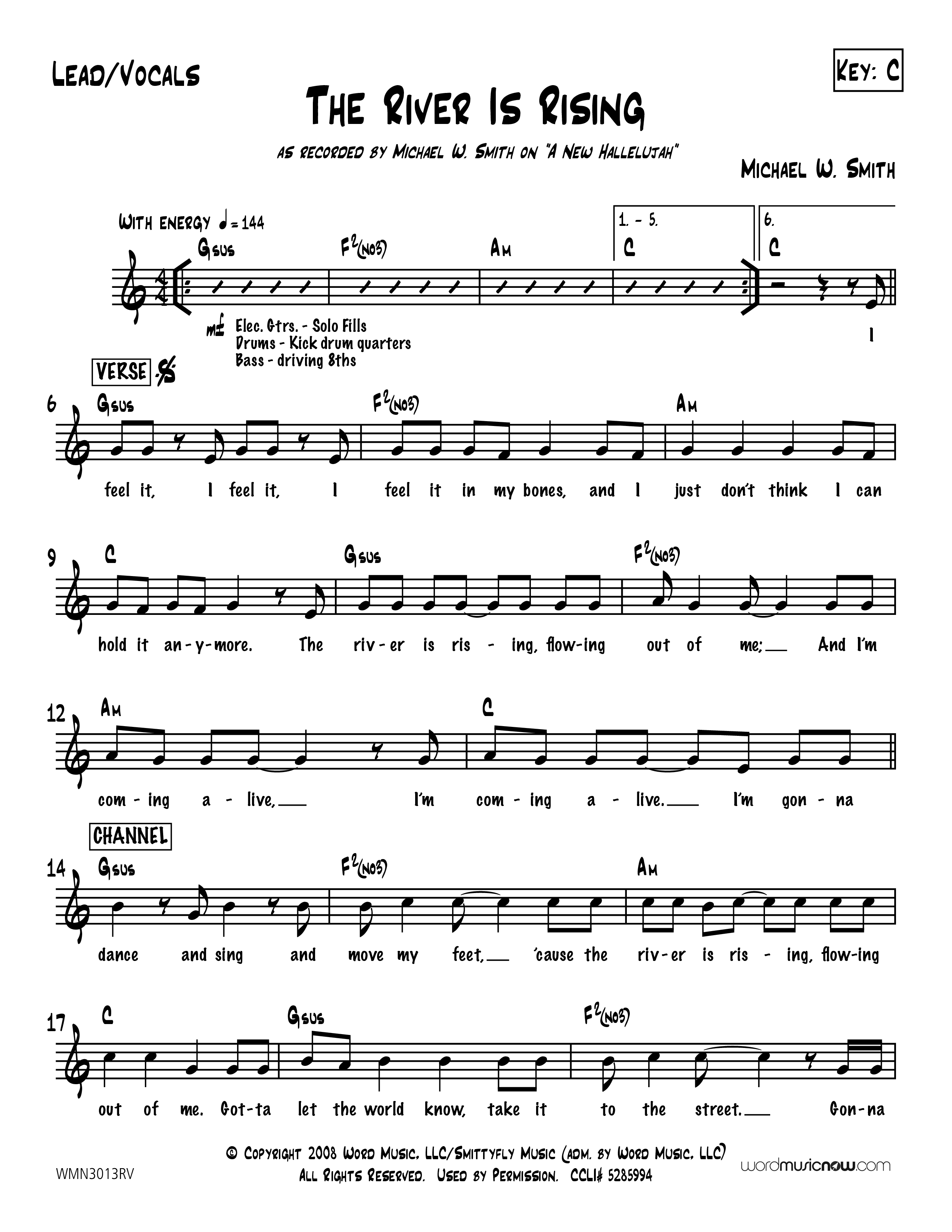 The River Is Rising (Choral Anthem SATB) Lead Sheet (Michael W. Smith)
