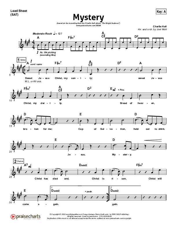 Mystery Lead Sheet (SAT) (Charlie Hall)