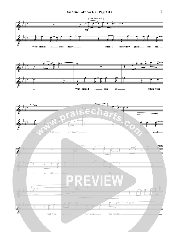 You Shine Alto Sax 1/2 (Brian Doerksen)