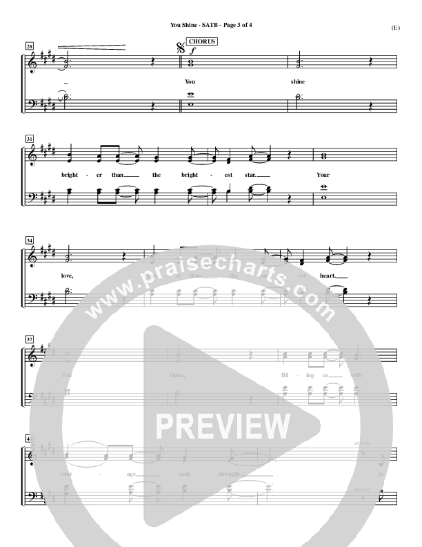 You Shine Choir Sheet (SATB) (Brian Doerksen)