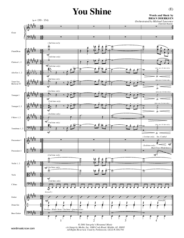 You Shine Conductor's Score (Brian Doerksen)