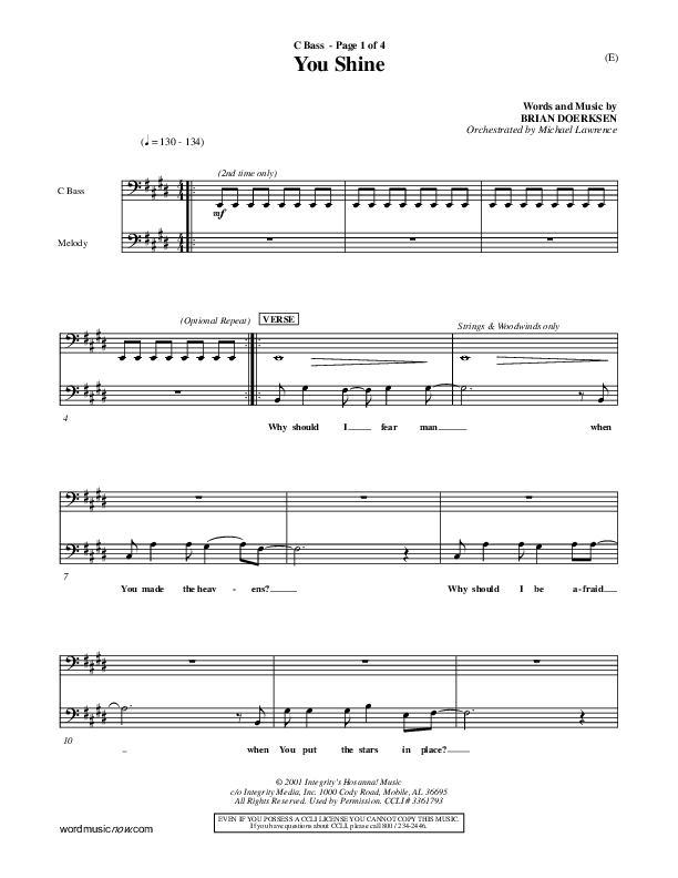 You Shine Contrabass (Brian Doerksen)