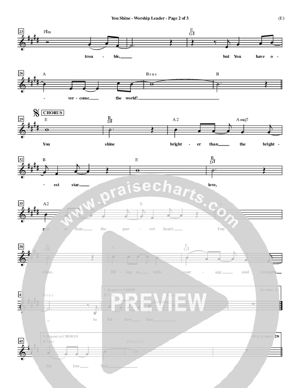 You Shine Lead Sheet (Brian Doerksen)