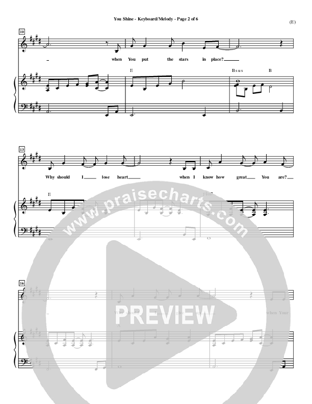 You Shine Piano/Vocal (Brian Doerksen)