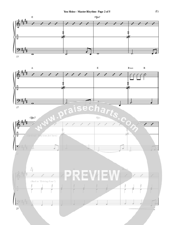 You Shine Rhythm Chart (Brian Doerksen)