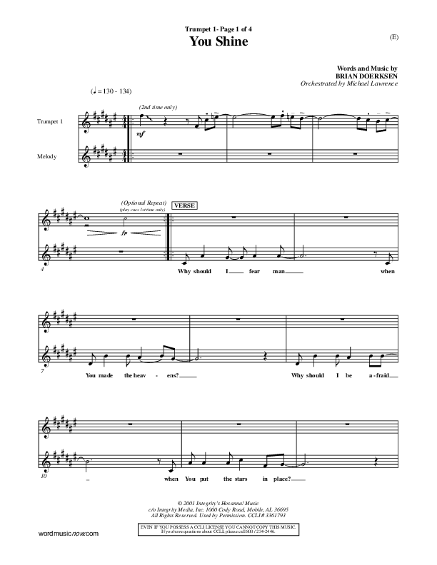 You Shine Trumpet 1 (Brian Doerksen)