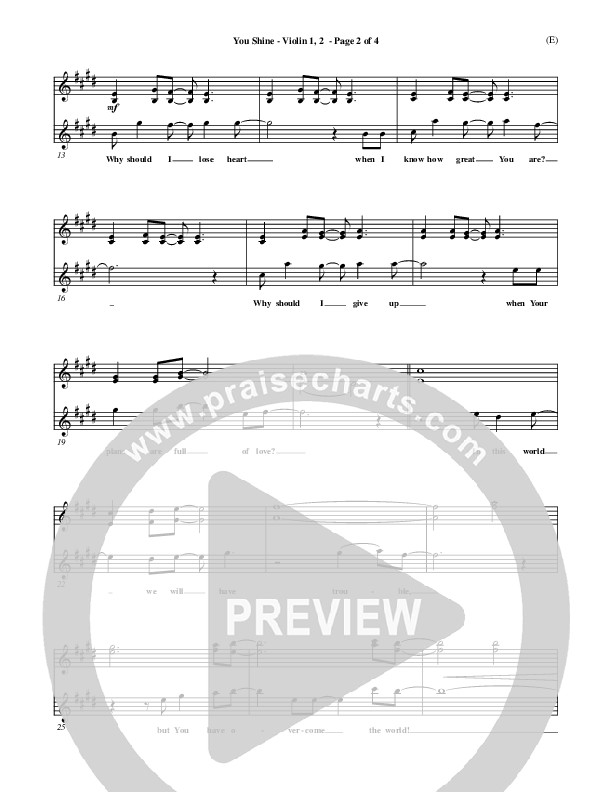 You Shine Violin 1/2 (Brian Doerksen)