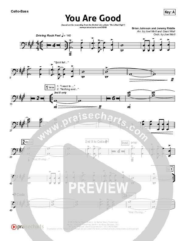You Are Good Cello/Bass (Bethel Music)