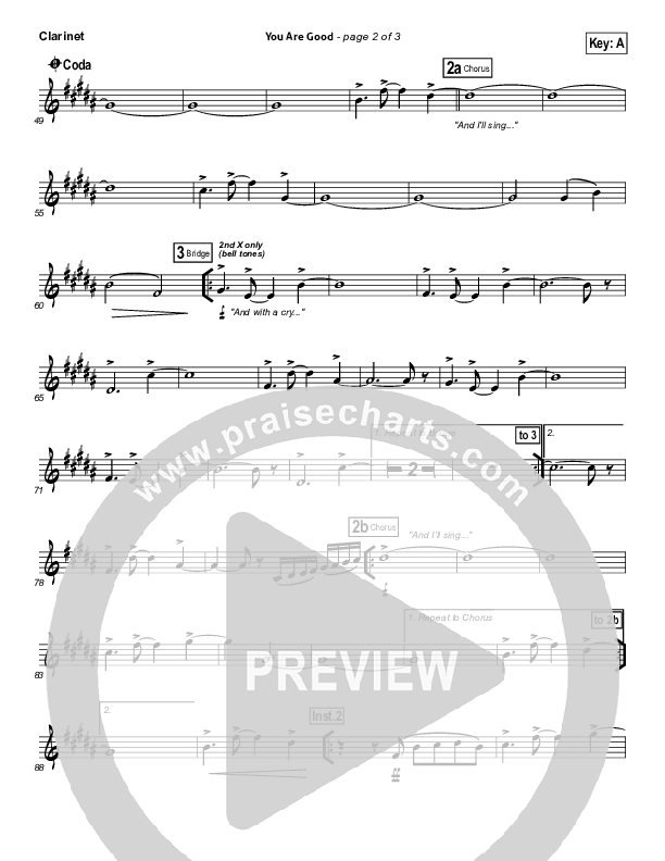 You Are Good Clarinet (Bethel Music)