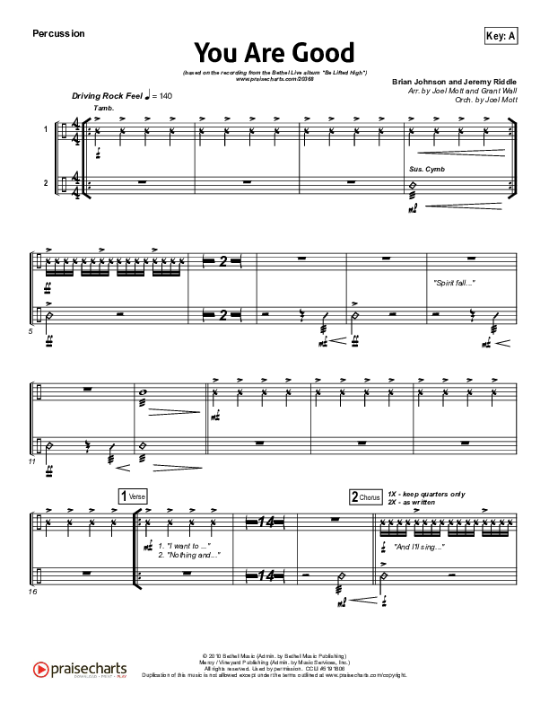 You Are Good Percussion (Bethel Music)