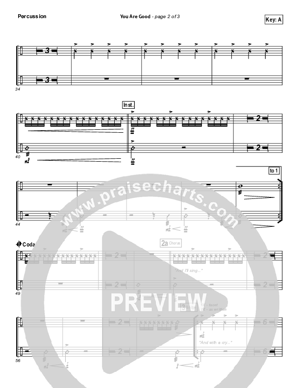 You Are Good Percussion (Bethel Music)