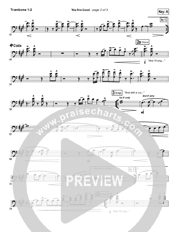 You Are Good Trombone 1/2 (Bethel Music)