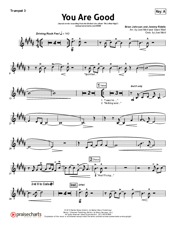 You Are Good Trumpet 3 (Bethel Music)