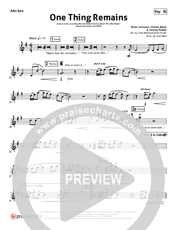 One Thing Remains Alto Sax (Bethel Music)