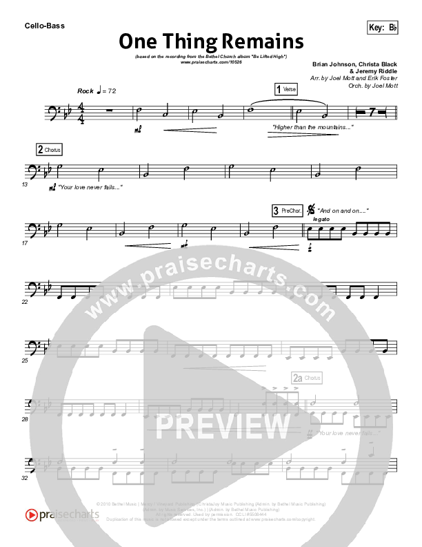 One Thing Remains Cello/Bass (Bethel Music)