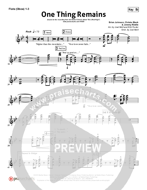 One Thing Remains Flute/Oboe 1/2/3 (Bethel Music)