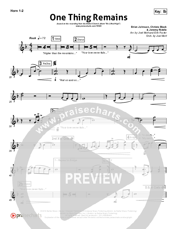 One Thing Remains French Horn 1/2 (Bethel Music)