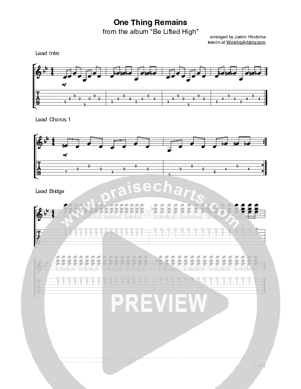 One Thing Remains Guitar TAB/Riffs (Bethel Music)