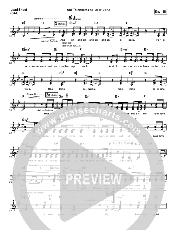 One Thing Remains Lead Sheet (SAT) (Bethel Music)