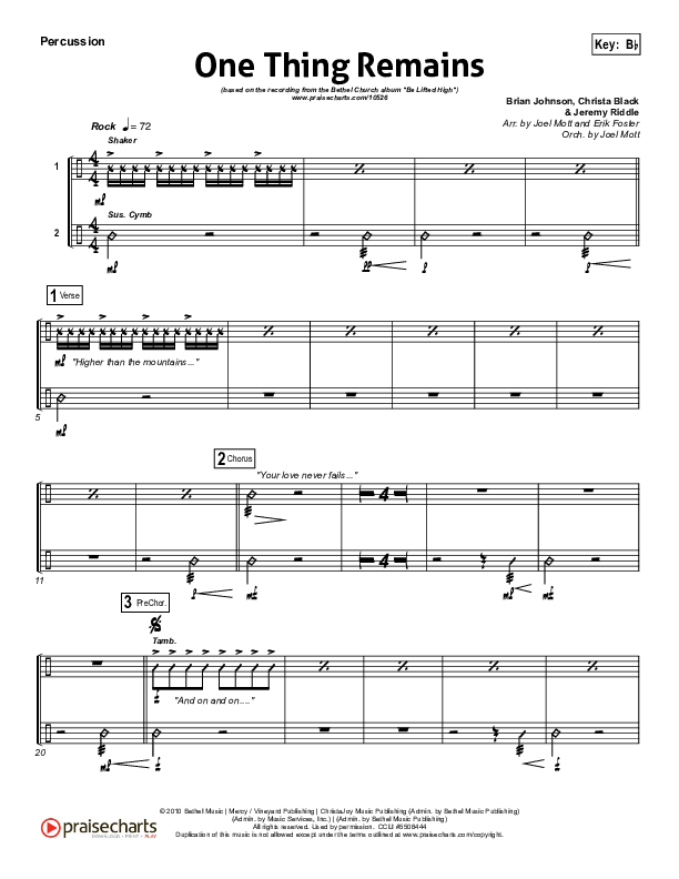 One Thing Remains Percussion (Bethel Music)