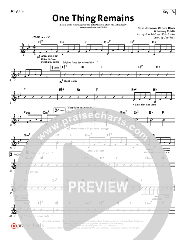 One Thing Remains Rhythm Chart (Bethel Music)