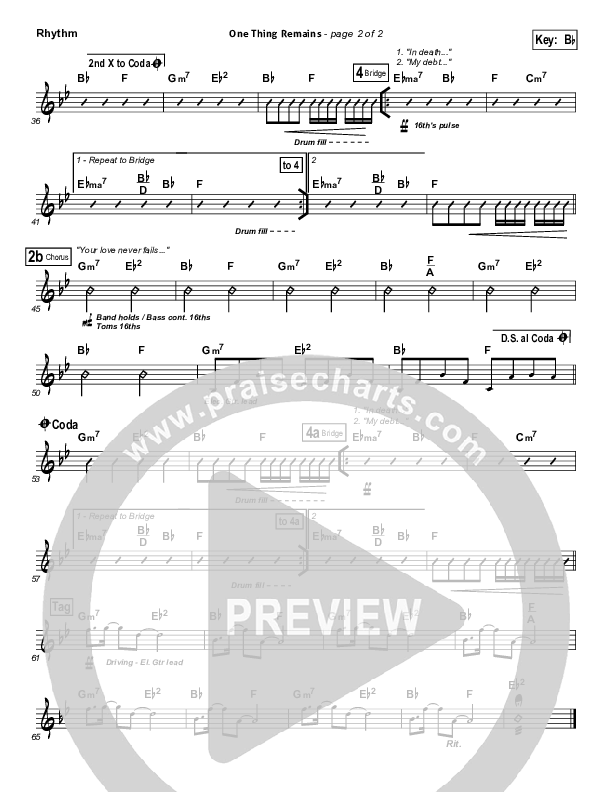 One Thing Remains Rhythm Chart (Bethel Music)