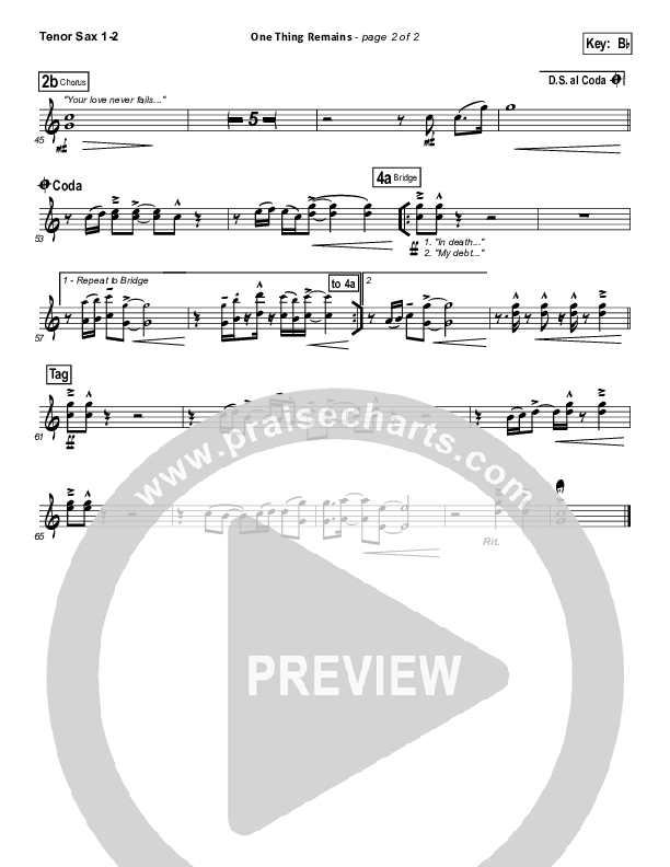 One Thing Remains Tenor Sax 1/2 (Bethel Music)