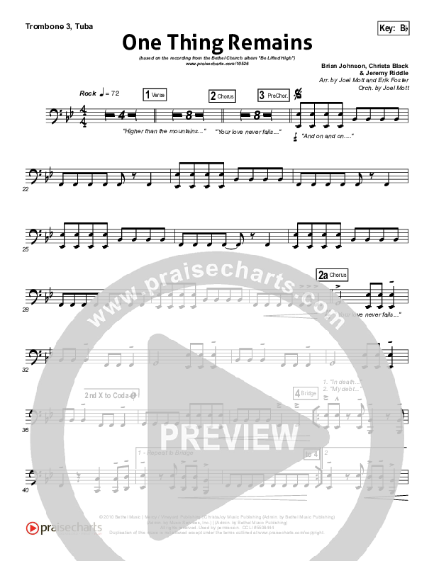 One Thing Remains Trombone 3/Tuba (Bethel Music)