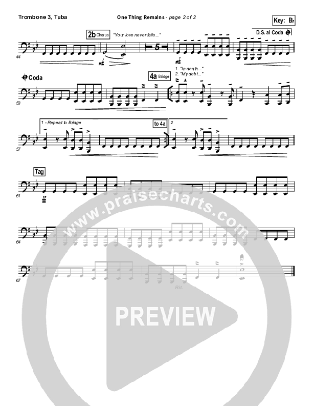 One Thing Remains Trombone 3/Tuba (Bethel Music)