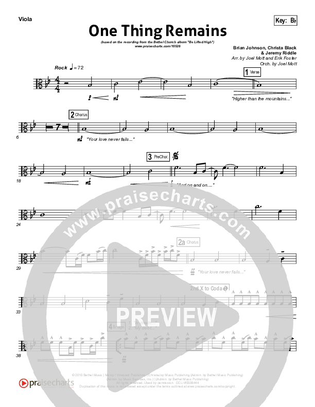 One Thing Remains Viola (Bethel Music)