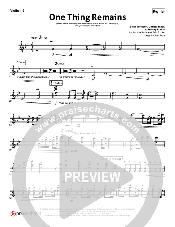 One Thing Remains Violin 1/2 (Bethel Music)