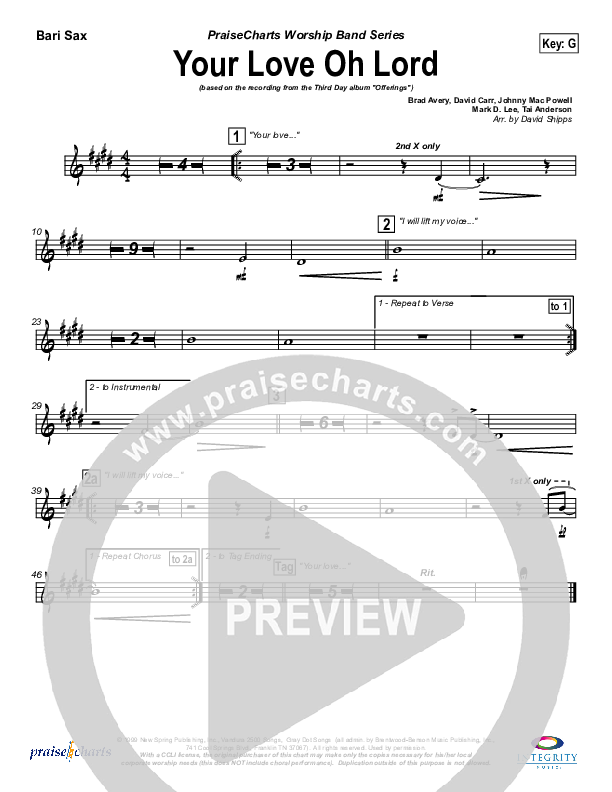 Your Love Oh Lord Bari Sax (Third Day)