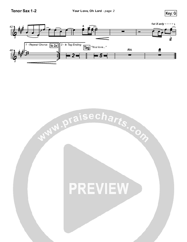 Your Love Oh Lord Tenor Sax 1/2 (Third Day)