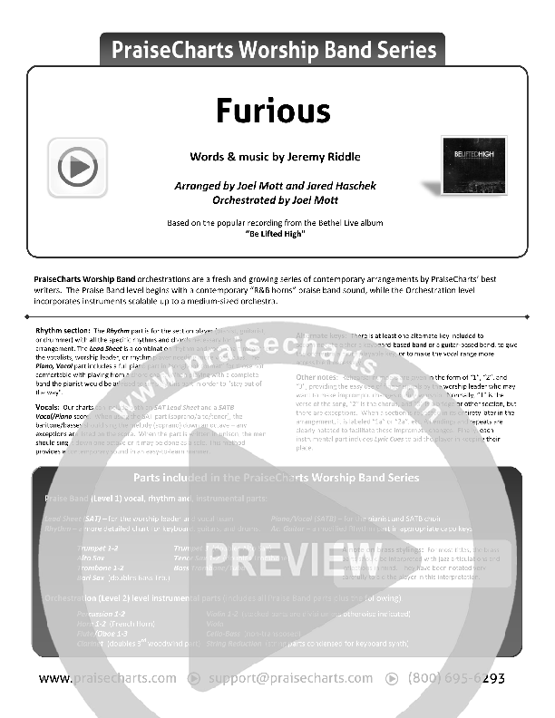 Furious Cover Sheet (Bethel Music)