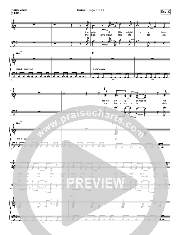 Furious Piano/Vocal (SATB) (Bethel Music)