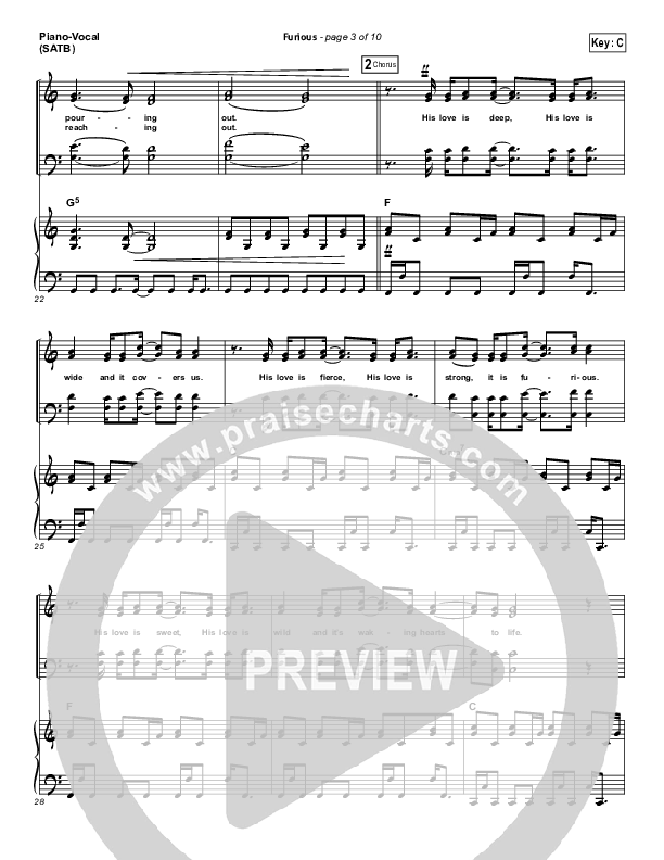 Furious Piano/Vocal (SATB) (Bethel Music)