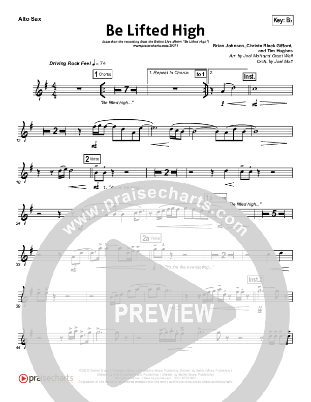 Be Lifted High Alto Sax (Bethel Music)