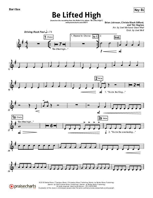 Be Lifted High Bari Sax (Bethel Music)