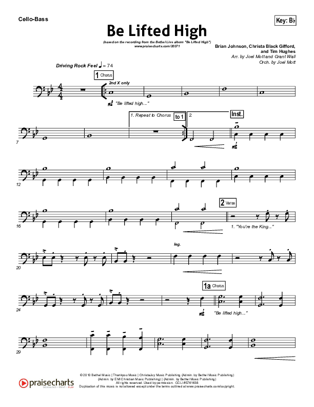 Be Lifted High Cello/Bass (Bethel Music)