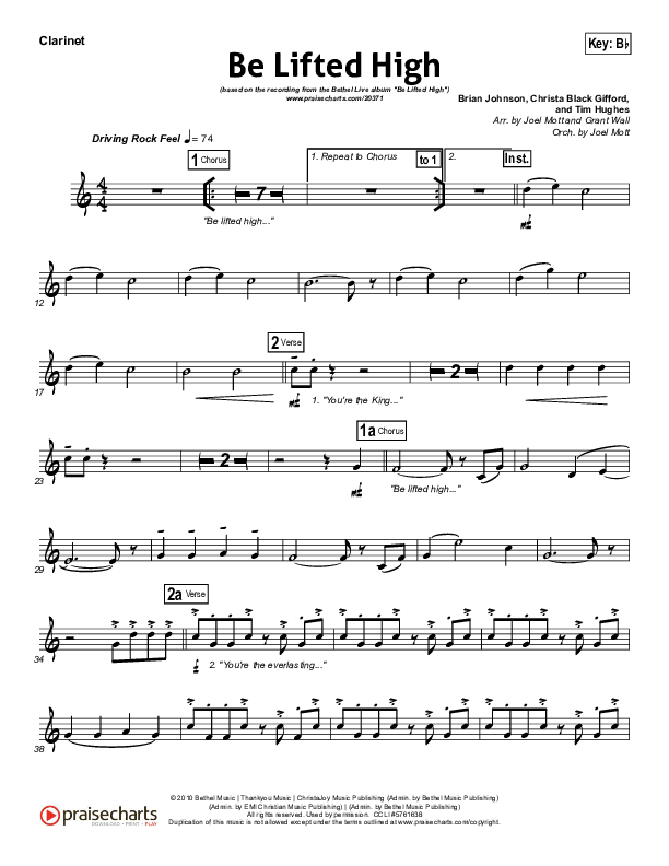 Be Lifted High Clarinet (Bethel Music)
