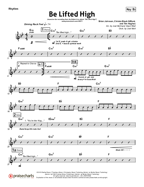 Be Lifted High Rhythm Chart (Bethel Music)