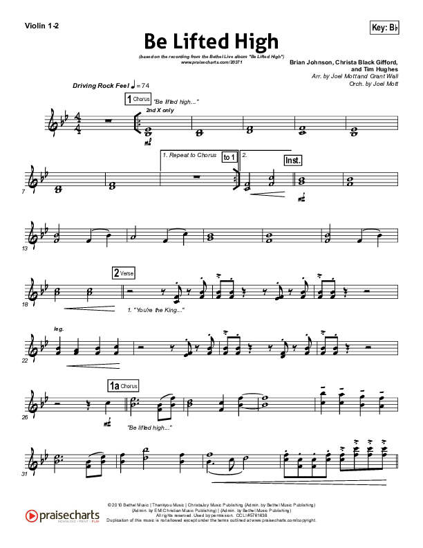 Be Lifted High Violin 1/2 (Bethel Music)