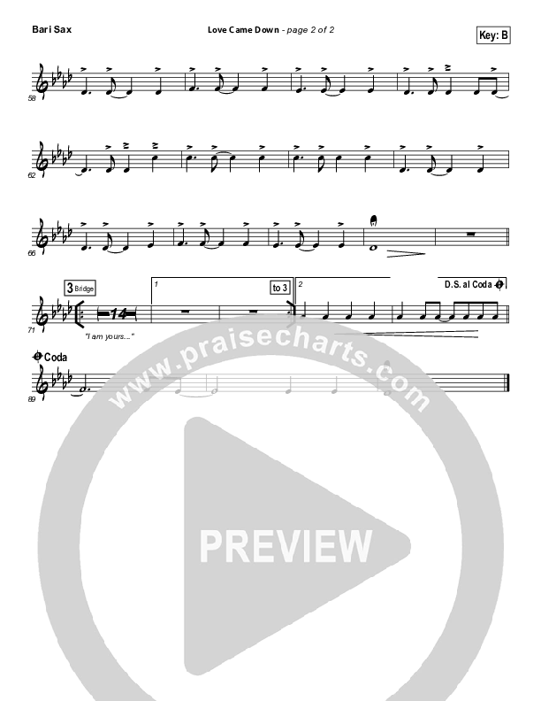 Love Came Down Bari Sax (Bethel Music)