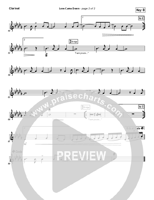 Love Came Down Clarinet (Bethel Music)