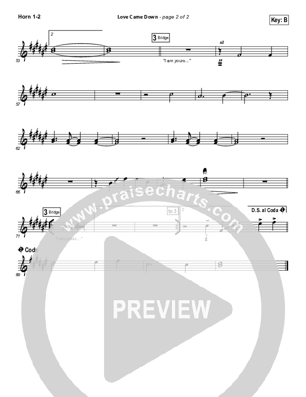 Love Came Down French Horn 1/2 (Bethel Music)