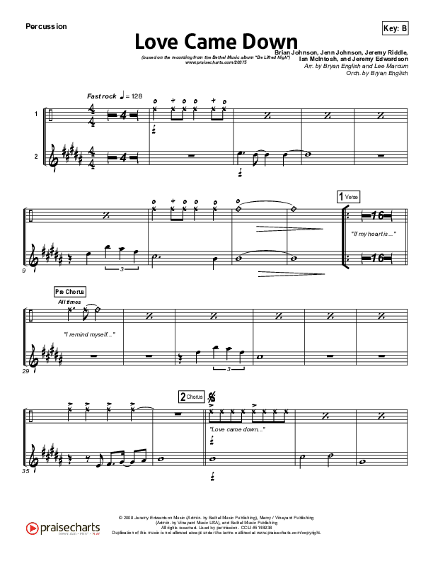 Love Came Down Percussion (Bethel Music)