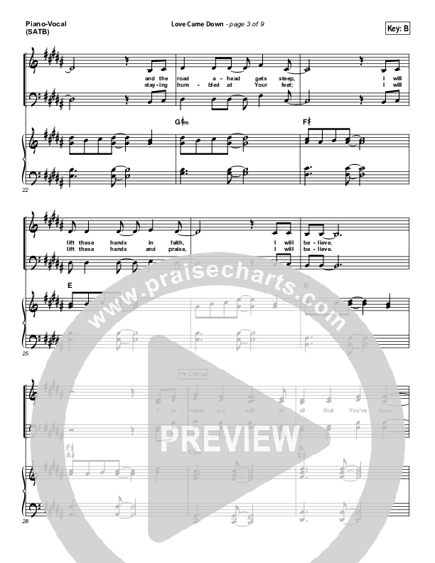 Love Came Down Piano/Vocal (SATB) (Bethel Music)