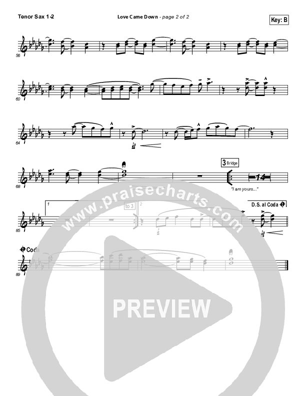 Love Came Down Tenor Sax 1/2 (Bethel Music)