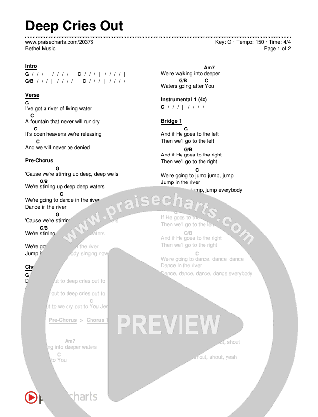 Deep Cries Out Chords & Lyrics (Bethel Music)