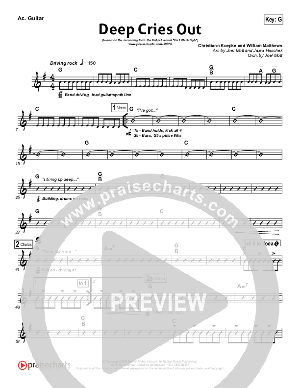 Deep Cries Out Rhythm Chart (Bethel Music)